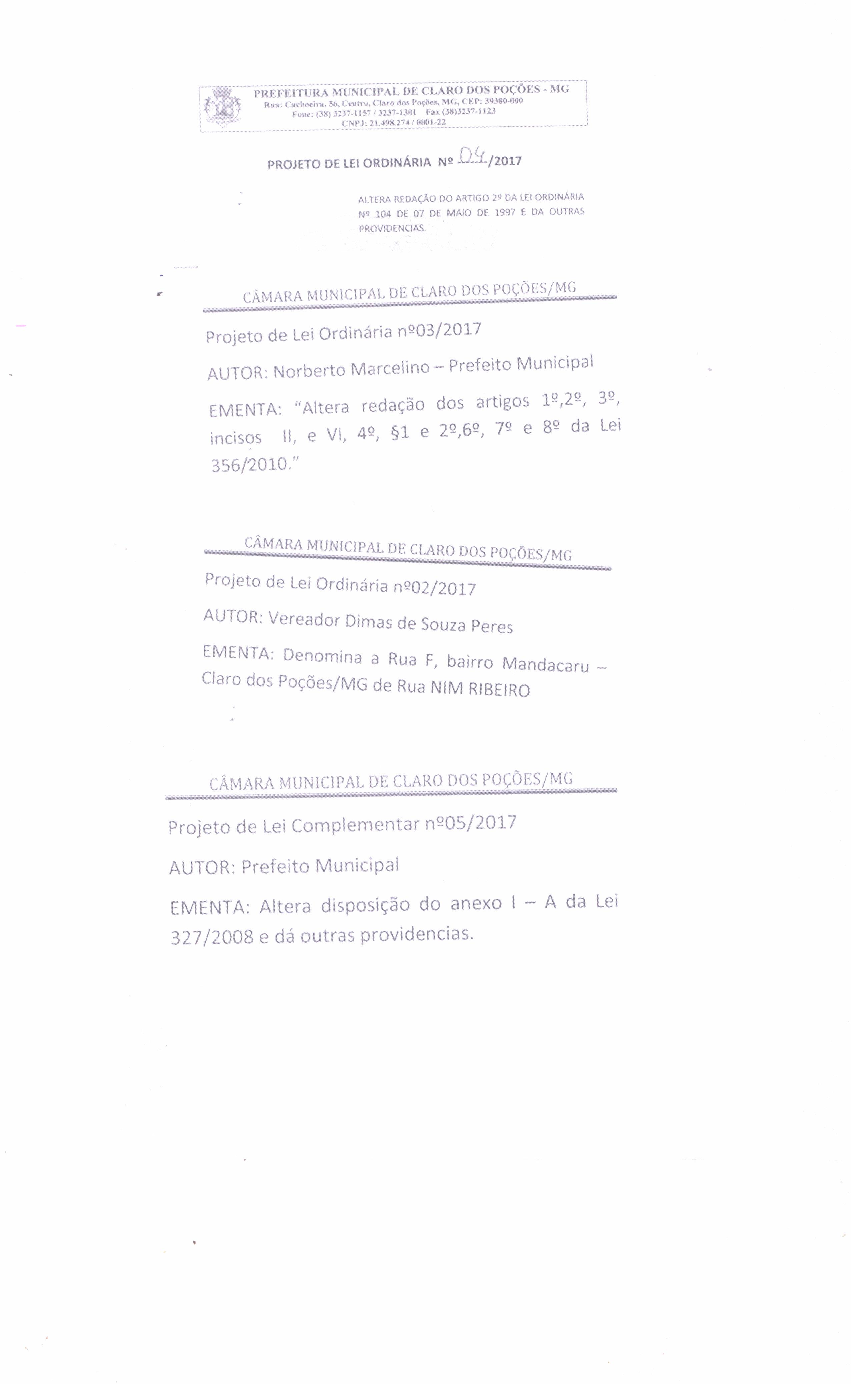 Projeto de Leis para Apreciação